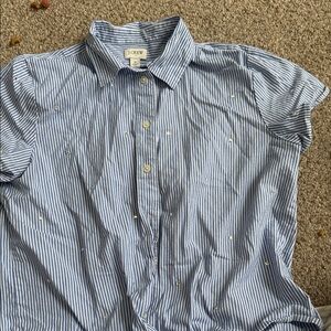 J. Crew Navy and White Striped Casual Shirt